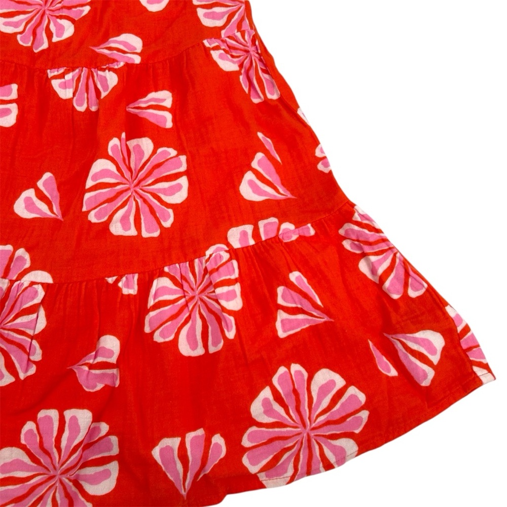 NWT Crewcuts Factory Girls’ Flower Gauze Tiered Dress in Bright Persimmon Multi - Picture 5 of 9